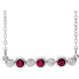 14K White Ruby & .08 CTW Diamond Bezel-Set Bar 16-18" Necklace - Siddiqui Jewelers