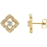 14K Yellow 3/4 CTW Diamond Halo-Style Clover Earrings - Siddiqui Jewelers