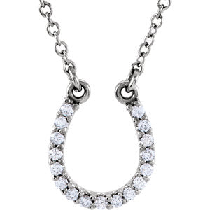 Platinum .08 CTW Diamond Horseshoe 16" Necklace - Siddiqui Jewelers