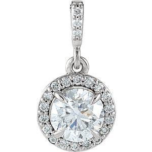 14K White 9/10 CTW Diamond Halo-Style Pendant - Siddiqui Jewelers