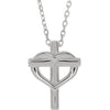 14K White Youth Cross with Heart 15" Necklace - Siddiqui Jewelers