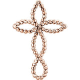 14K Rose Beaded Cross Pendant - Siddiqui Jewelers