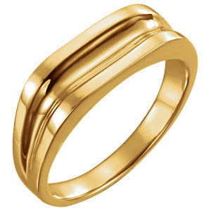 14K Yellow Men's Grooved Ring - Siddiqui Jewelers