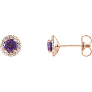 14K Rose Amethyst & 1/8 CTW Diamond Earrings - Siddiqui Jewelers