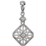 14K White .06 CTW Diamond Filigree Pendant - Siddiqui Jewelers