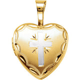 14K Yellow Gold-Plated Sterling Silver Heart Cross Locket - Siddiqui Jewelers
