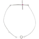 14K White Pink Tourmaline Sideways Cross Bracelet - Siddiqui Jewelers