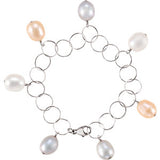 Sterling Silver 10-11 mm Multi-Colored Pearl 7.25" Bracelet - Siddiqui Jewelers