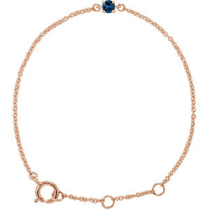 14K Rose Imitation Blue Sapphire Youth Birthstone 4 1/2-5 1/2" Bracelet - Siddiqui Jewelers