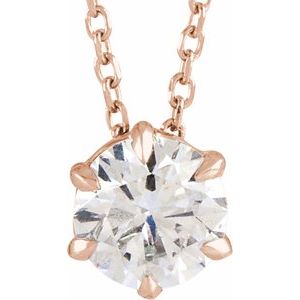 14K Rose 5/8 CT Lab-Grown Diamond Solitaire 16-18" Necklace Siddiqui Jewelers