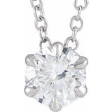14K White 3/8 CT Lab-Grown Diamond Solitaire 16-18" Necklace Siddiqui Jewelers