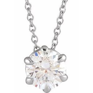 14K White 3/4 CT Natural Diamond Solitaire 16-18" Necklace Siddiqui Jewelers