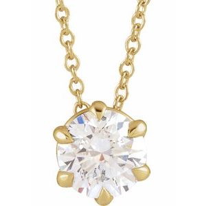 14K Yellow 3/4 CT Natural Diamond Solitaire 16-18" Necklace Siddiqui Jewelers