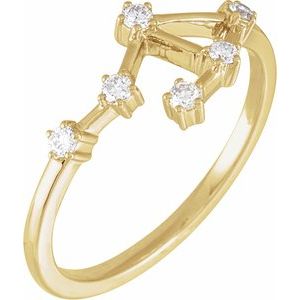 14K Yellow 1/6 CTW Natural Diamond Libra Constellation Ring Siddiqui Jewelers