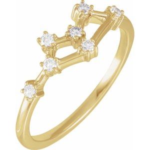 14K Yellow 1/6 CTW Natural Diamond Gemini Constellation Ring Siddiqui Jewelers
