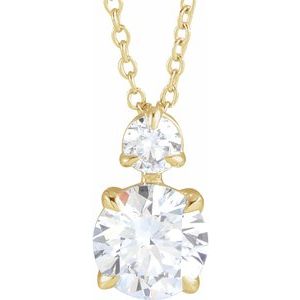 14K Yellow 1 CTW Lab-Grown Diamond Claw-Prong 16-18" Necklace Siddiqui Jewelers