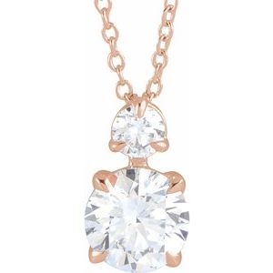 14K Rose 1 CTW Lab-Grown Diamond Claw-Prong 16-18" Necklace Siddiqui Jewelers