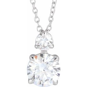 14K White 1 CTW Lab-Grown Diamond Claw-Prong 16-18" Necklace Siddiqui Jewelers
