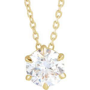 14K Yellow 7/8 CT Lab-Grown Diamond Solitaire 16-18" Necklace Siddiqui Jewelers
