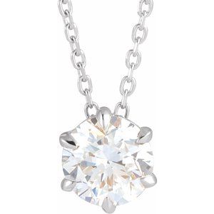 14K White 7/8 CT Lab-Grown Diamond Solitaire 16-18" Necklace Siddiqui Jewelers