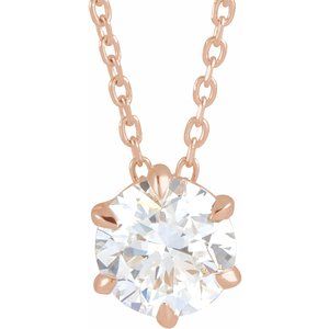 14K Rose 7/8 CT Lab-Grown Diamond Solitaire 16-18" Necklace Siddiqui Jewelers