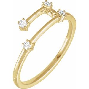 14K Yellow 1/10 CTW Natural Diamond Aries Constellation Ring Siddiqui Jewelers