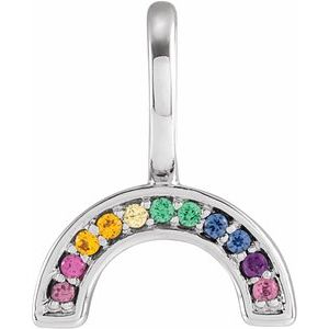 14K White Natural Multi-Gemstone Rainbow Charm/Pendant Siddiqui Jewelers