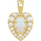 14K Yellow Natural White Opal & 1/8 CTW Natural Diamond Pendant Siddiqui Jewelers