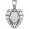 14K White Natural White Opal & 1/8 CTW Natural Diamond Pendant Siddiqui Jewelers