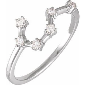 14K White 1/6 CTW Natural Diamond Taurus Constellation Ring Siddiqui Jewelers