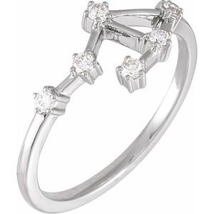 14K White 1/6 CTW Natural Diamond Libra Constellation Ring Siddiqui Jewelers
