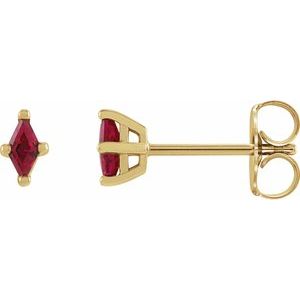 14K Yellow 4x2 mm Lab-Grown Ruby Earrings Siddiqui Jewelers