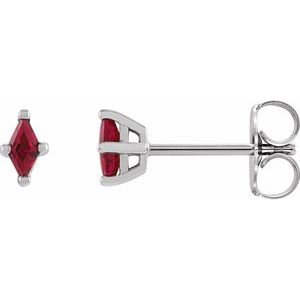 14K White 4x2 mm Lab-Grown Ruby Earrings Siddiqui Jewelers