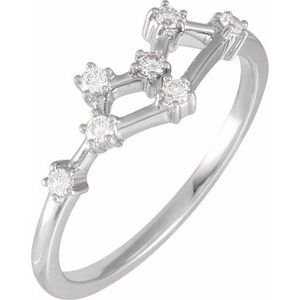 14K White 1/6 CTW Natural Diamond Gemini Constellation Ring Siddiqui Jewelers