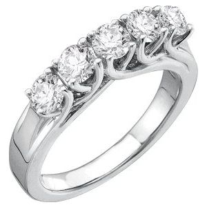 14K White 1 CTW Diamond 5-Stone Anniversary Band - Siddiqui Jewelers