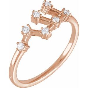14K Rose 1/6 CTW Natural Diamond Virgo Constellation Ring Siddiqui Jewelers