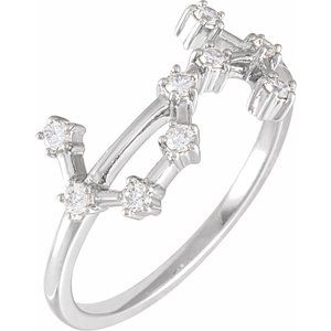 14K White 1/5 CTW Natural Diamond Scorpio Constellation Ring Siddiqui Jewelers