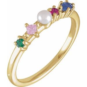14K Yellow Cultured White Freshwater Pearl & Natural Multi-Gemstone Ring Siddiqui Jewelers