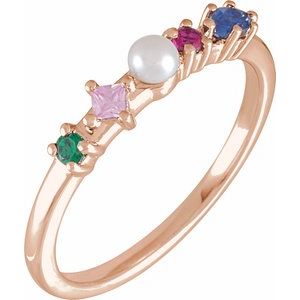 14K Rose Cultured White Freshwater Pearl & Natural Multi-Gemstone Ring Siddiqui Jewelers