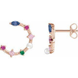 14K Rose Cultured Freshwater Pearl & Natural Multi-Gemstone Earrings Siddiqui Jewelers