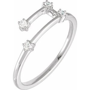 14K White 1/10 CTW Natural Diamond Aries Constellation Ring Siddiqui Jewelers