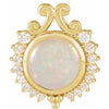 14K Yellow Natural White Opal & 1/6 CTW Natural Diamond Pendant Siddiqui Jewelers