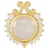 14K Yellow Natural White Opal & 1/6 CTW Natural Diamond Pendant Siddiqui Jewelers