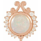 14K Rose Natural White Opal & 1/6 CTW Natural Diamond Pendant Siddiqui Jewelers