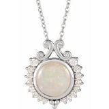 14K White Natural White Opal & 1/6 CTW Natural Diamond 
 16-18" Necklace Siddiqui Jewelers