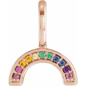 14K Rose Natural Multi-Gemstone Rainbow Charm/Pendant Siddiqui Jewelers