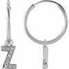 14K White .03 CTW Natural Diamond Single Initial Z Hoop Earring Siddiqui Jewelers