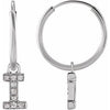 14K White .03 CTW Natural Diamond Single Initial I Hoop Earring Siddiqui Jewelers