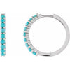 Platinum Natural Turquoise 20 mm Huggie Hoop Earrings Siddiqui Jewelers