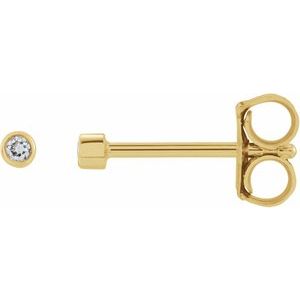 14K Yellow .02 CT Natural Diamond Micro Bezel Single Stud Earring Siddiqui Jewelers